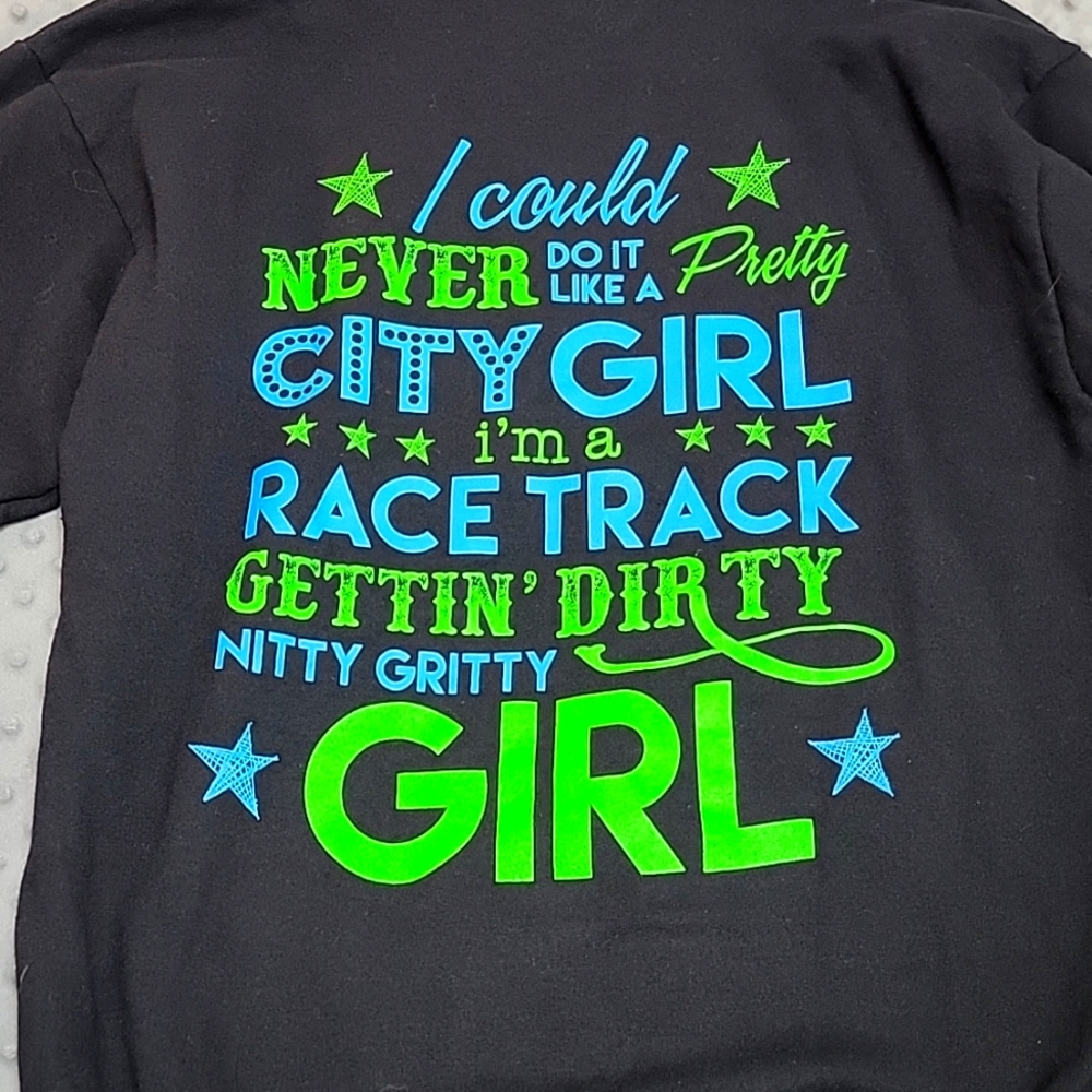Chix Gear Black Unisex Hoodie "I'm a racetrack getting dirty nitty gritty girl"